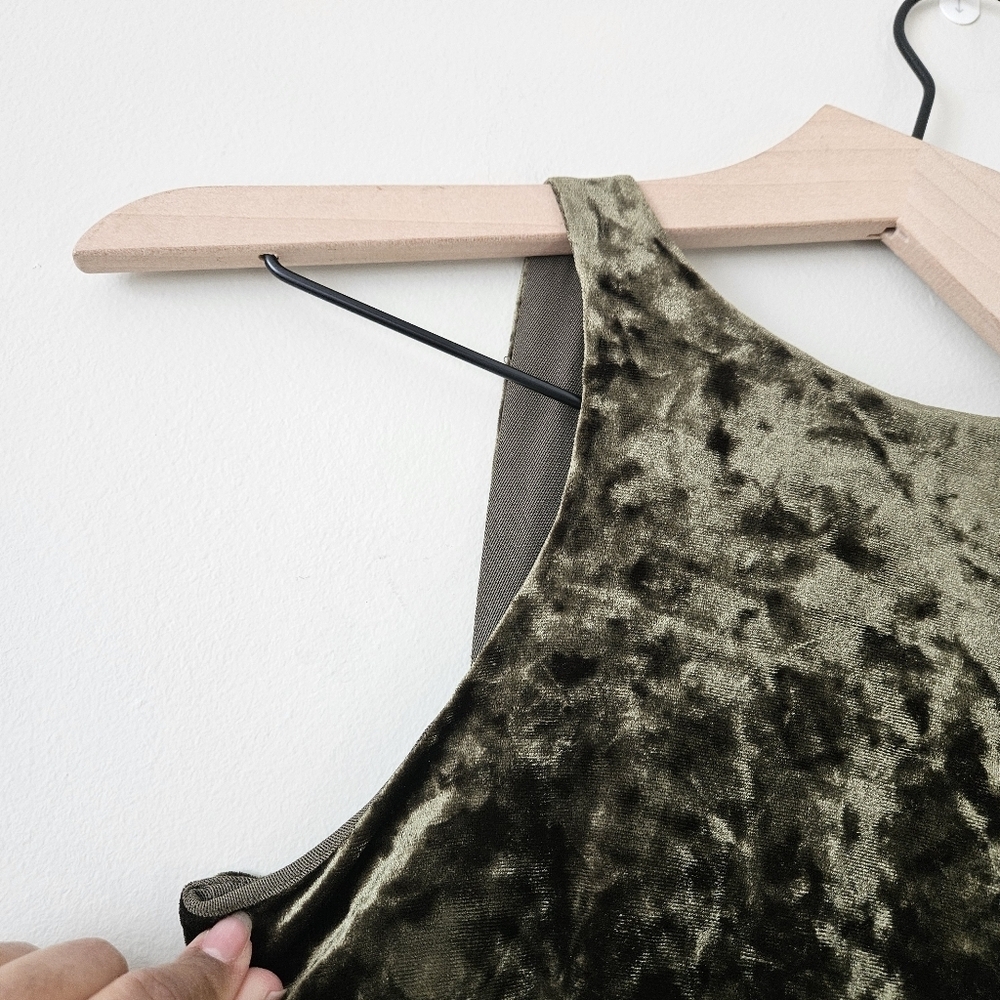Camila Coelho Olive Green Crushed Velvet One Sleeve Maxi Dress NWT - Picture 6 of 13